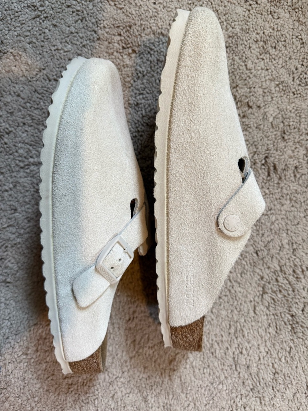 Birkenstock Suede Slip-On Clogs in Off-White - Picture 3 of 7